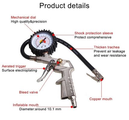 Aluminium-Auto-Reifen Luft aufblasende Pistole Digitale Reifendruckmessung 200 PSI Max-Druck
