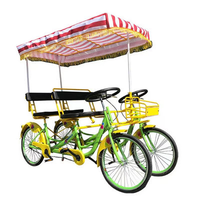 Stahlrahmen 26' Tandem 4-Rad-Erwachsener Straßen Sightseeing-Fahrrad für Strand Touristen Fahrradfahren