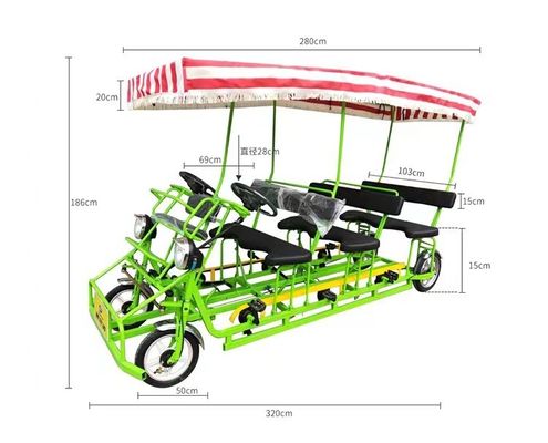 Stahlrahmen 26' Tandem 4-Rad-Erwachsener Straßen Sightseeing-Fahrrad für Strand Touristen Fahrradfahren
