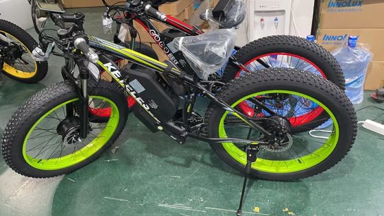 EU-Lagerplattenscheibenbremse 72V 2000W Doppelmotor 23AH Lithiumbatterie 26&quot;x4.0&quot; Fettreifen Elektrofahrrad