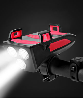 USB Wiederaufladbare LED Fahrrad Scheinwerfer Fahrrad Horn Telefonhalter Powerbank für Nachtfahren