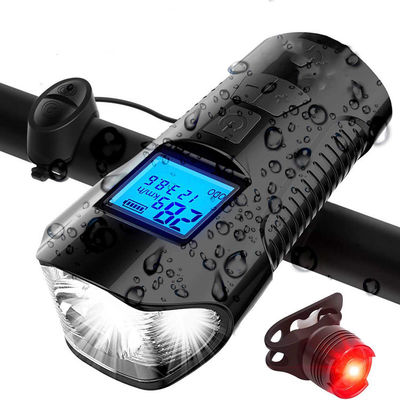 Schwarzes USB-Ladegerät Fahrrad Frontlicht Taschenlampe Lenker Fahrradkopf Licht Geschwindigkeitsmesser Lcd-Bildschirm