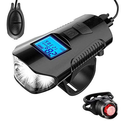 Schwarzes USB-Ladegerät Fahrrad Frontlicht Taschenlampe Lenker Fahrradkopf Licht Geschwindigkeitsmesser Lcd-Bildschirm